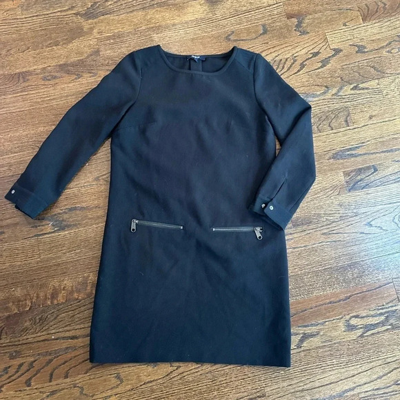 Madewell Black Zipp Pocket Shift Dress Size XS -Bloggers favorite B0855 - Picture 3 of 10